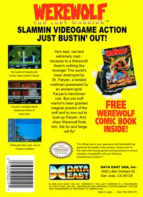 Werewolf - The Last Warrior (USA) box cover back